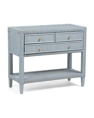 32x27x14 Miridel 3 Drawer Woven Rattan Console Table | TJ Maxx