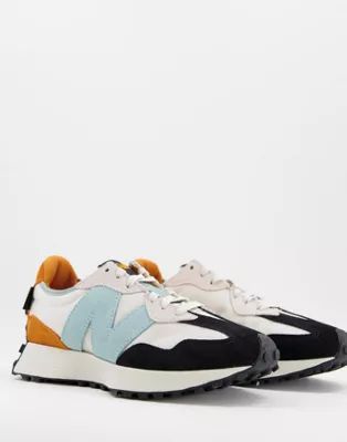 New Balance 327 trainers in white orange and baby blue | ASOS (Global)