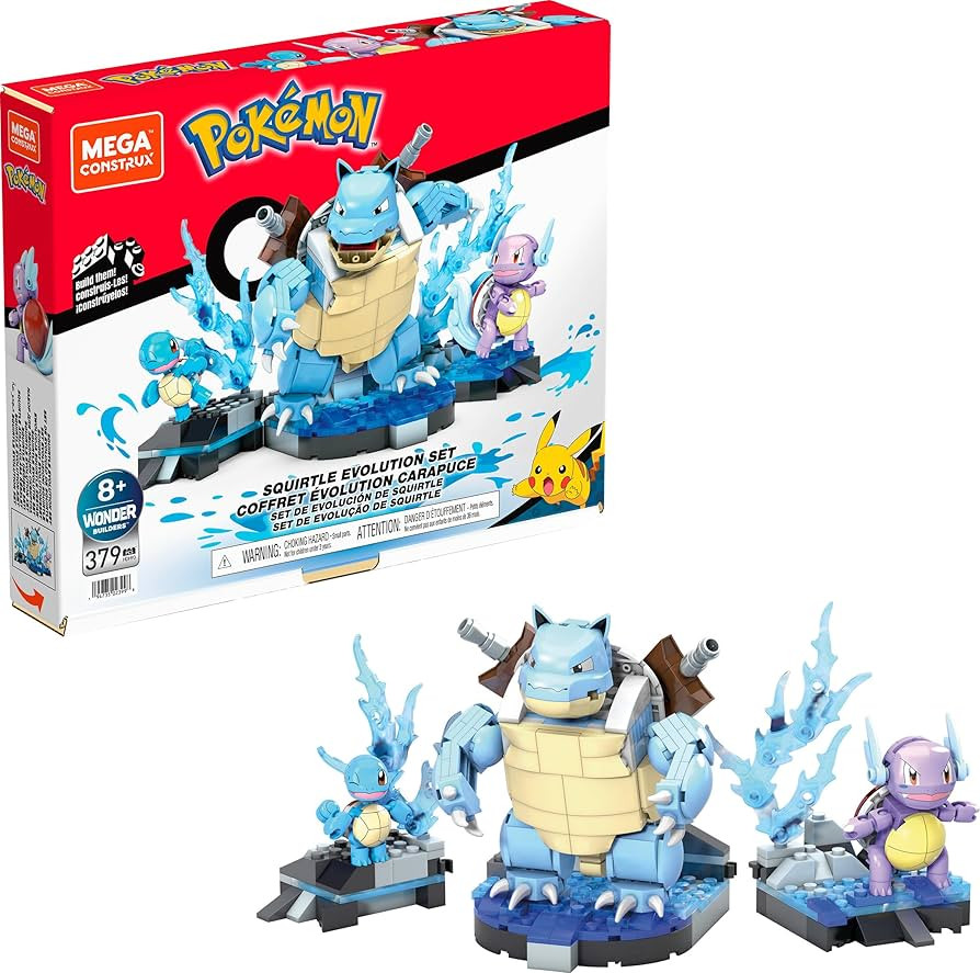 MEGA Pokémon Action Figure Building Toys for Kids, Squirtle Evolution Set with 379 Pieces, 3 Cha... | Amazon (US)