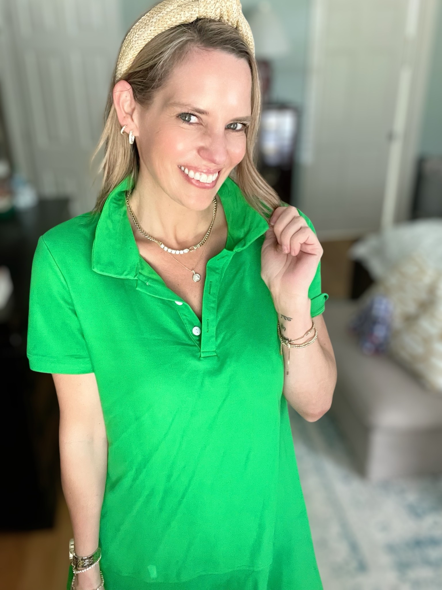 Code ASHLEYBA for 10% off my Melinda Maria jewelry! ✨

This green polo dress is giving Tuckernuck vibes without the price tag! Preppy, comfy, and classic—it’s the ultimate throw-on-and-go piece for summer. The collar and button neckline add a sporty-chic touch, while the flounce hem keeps it fun and flirty!

I paired it with my woven slides, raffia headband, and my everyday gold Melinda Maria jewelry stack for a fresh, elevated look that works from errands to lunch dates!

Outfit details:
	•	Green polo-style dress (Tuckernuck lookalike!)
	•	Woven raffia slides
	•	Raffia headband
	•	Melinda Maria gold + pearl jewelry (code ASHLEYBA for 10% off!)

Perfect for: summer errands, travel outfits, preppy day looks, or brunch with the girls!

#tuckernuckstyle #LTKsummer #melindamariajewelry #preppysummer #greenpolo #affordablefashion #classicwithatwist #LTKlookforless #casualchic #coastalcool


#LTKFindsUnder50 #LTKOver40 #LTKFindsUnder100