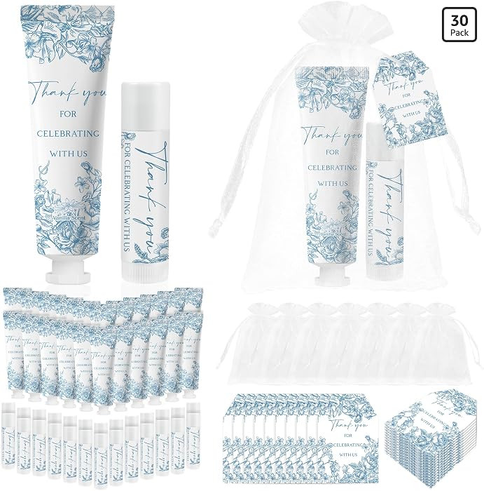 30 Sets Moisturizing Hand Cream Lotion Lip Balm Kit Bulk for Wedding Thank You Welcome Return Gif... | Amazon (US)