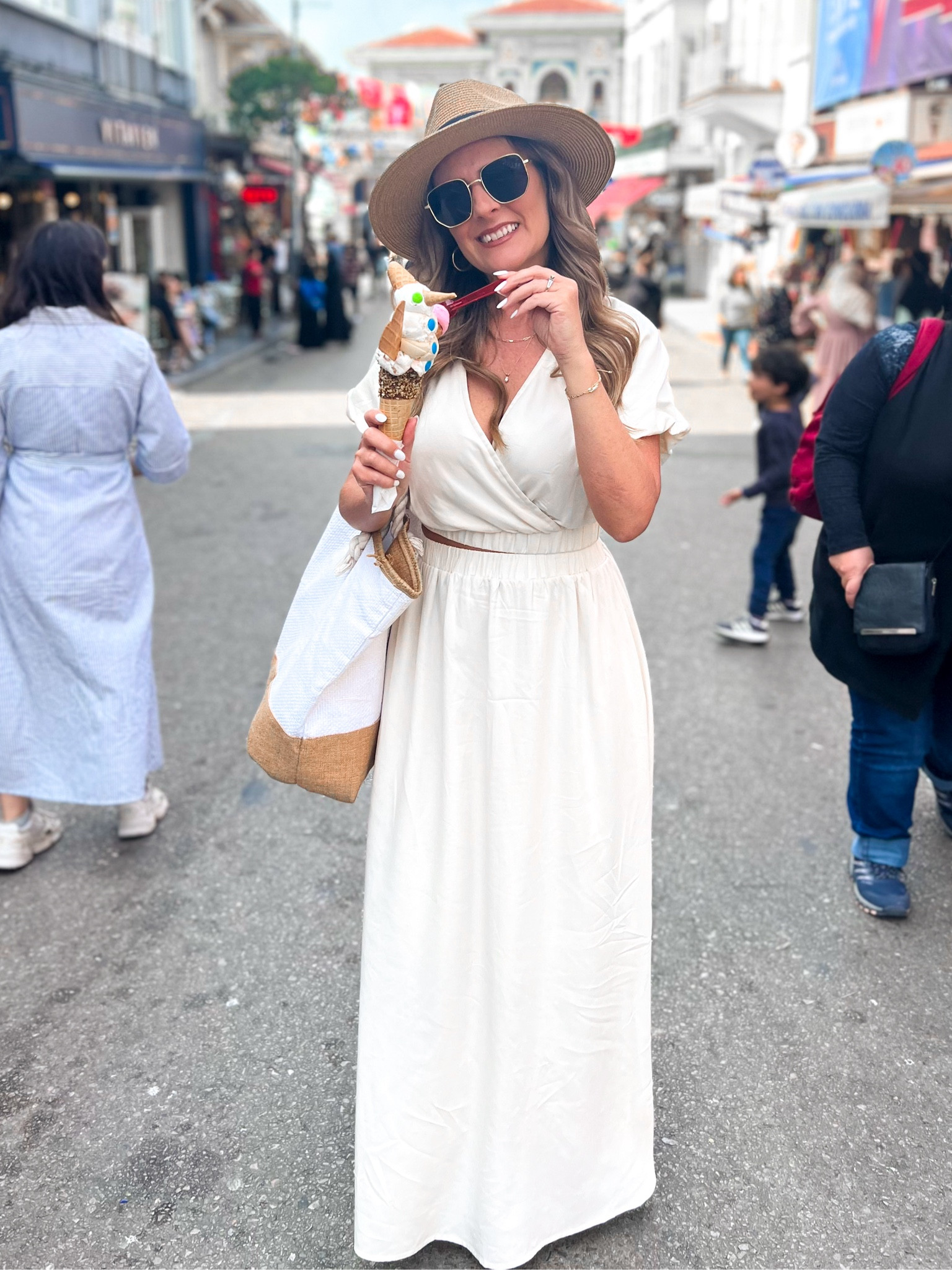 Wore this adorable 2 piece light beige set while we walked the streets of the adorable Princes Island in Türkiye! It was the perfect piece for traveling because each piece got me at least 1 other outfit while we were traveling. The top is cropped, but not so cropped that my tummy showed too much. Which helped a lot because of the amount of amazing food I was eating! The skirt was flowy and lightweight so I stayed cool and comfortable. Plus this ice cream was 😍! 

#LTKeurope #LTKfindsunder50 #LTKtravel