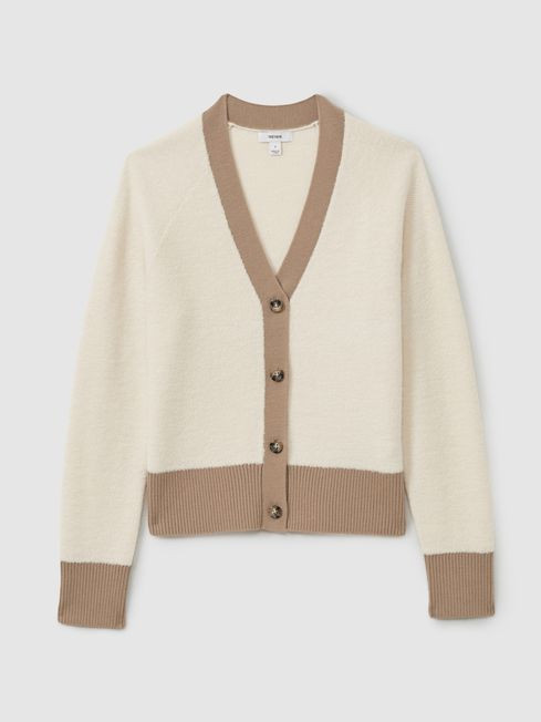 Brie
                Wool Colourblock Cardigan | Reiss UK
