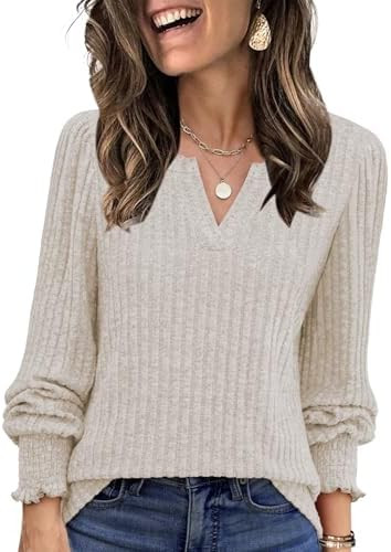 Lylinan Womens Sweaters V Neck Long Sleeve Pullover Tops Fall Fashion Casual Clothes S-XXL | Amazon (US)