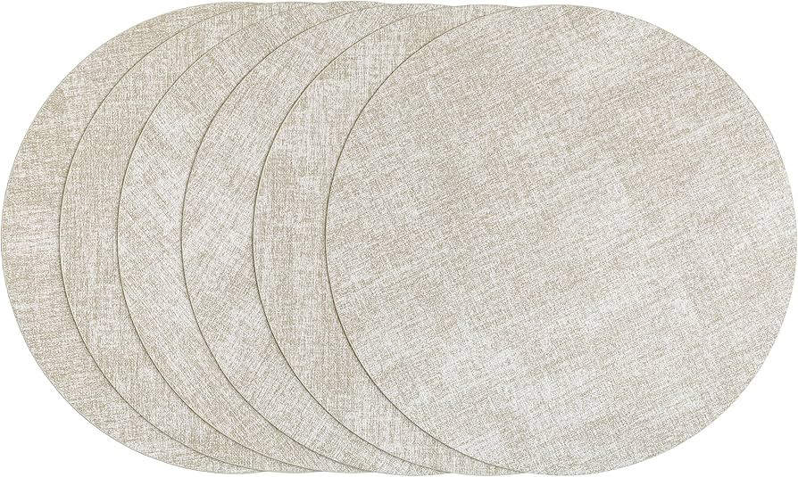 Round Placemats Set of 6 Heat Resistant Waterproof Oilproof Wipeable Anti Slip Faux Leather Vinyl... | Amazon (US)