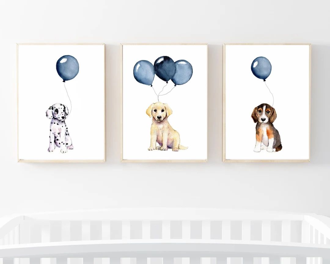 Puppy Dog Nursery Theme Navy Blue Baby Nursery Dog - Etsy | Etsy (US)