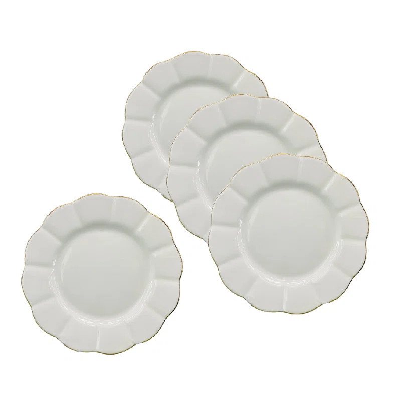 White Gold Scallop Salad Plate, Set Of 4 | Wayfair North America