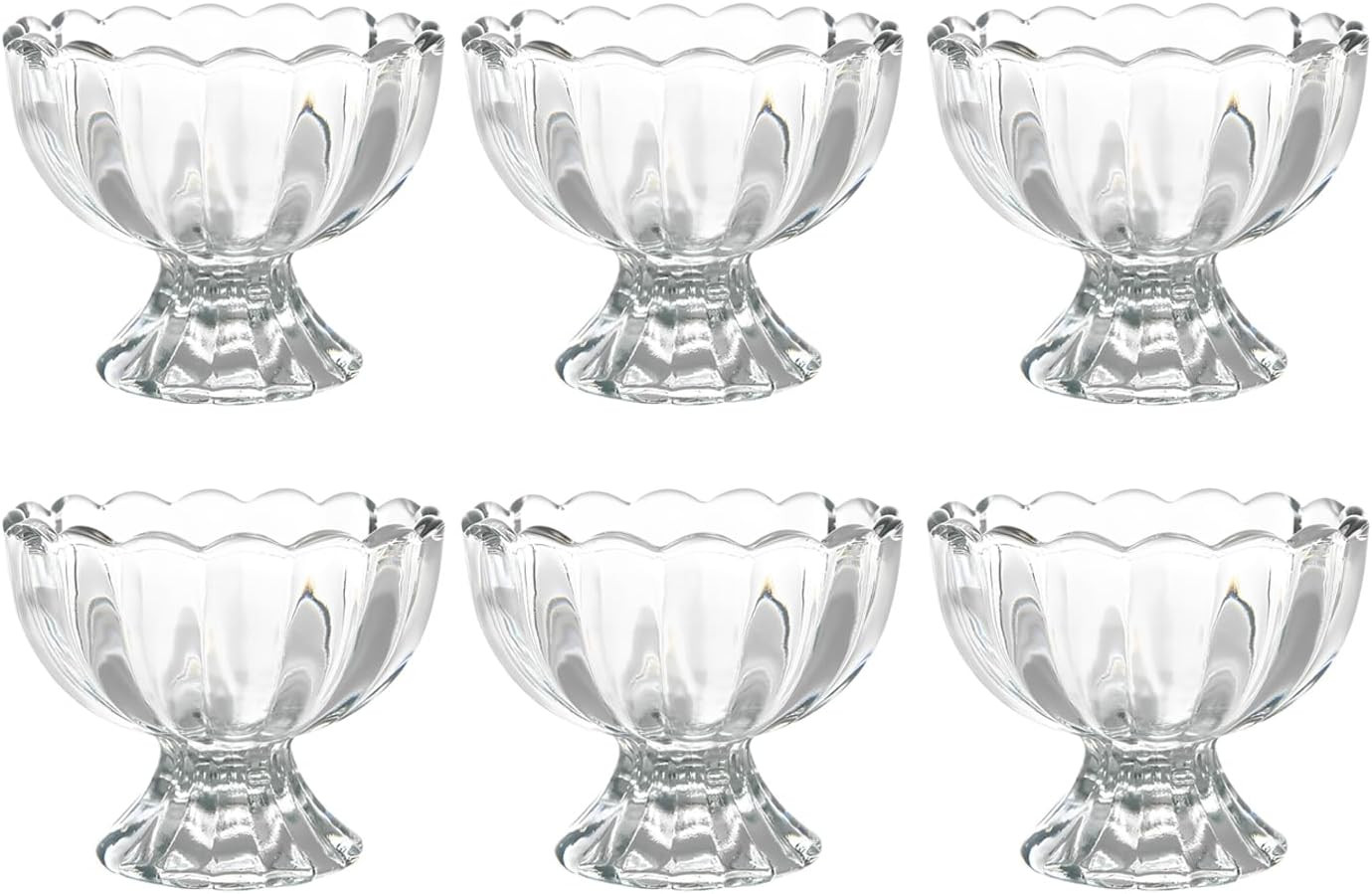 Iced Cream Dessert Bowl，Set of 6，6oz Vintage Glass ware with Heavy Base, Drinking Cup for Sun... | Amazon (US)