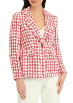 Anne Klein Women's Tweed Long Sleeve Fringe Jacket | Belk