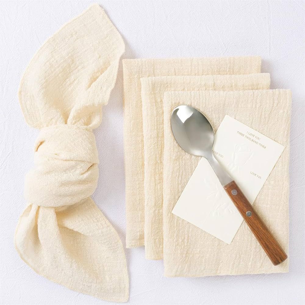 MLMW Gauze Cloth Napkins Set of 10 Soft Cotton Dinner Napkins 16.5"×16.5" Rustic Bulk Linen Napk... | Amazon (US)