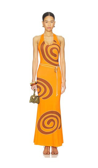 The Wolf Gang Giro Halter Dress in Orange. - size L | Revolve Clothing (Global)