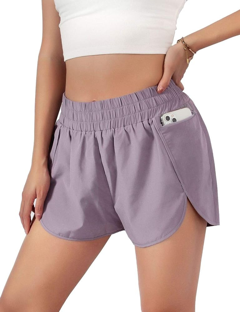 Amazon.com: Blooming Jelly Womens Quick-Dry Running Shorts Sport Layer Elastic Waist Active Worko... | Amazon (US)