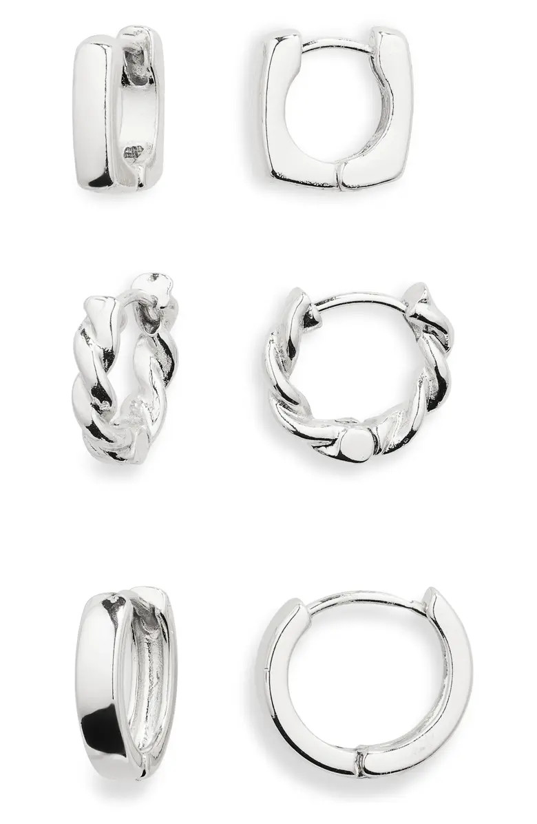 BP. Set of 3 Sterling Silver Dipped Hoop Earrings | Nordstrom | Nordstrom