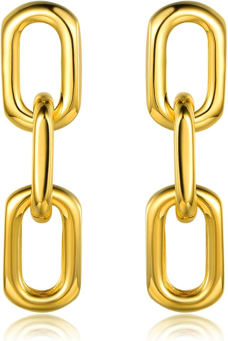 Barzel 18K Gold Plated Symmetrical Chain Link Dangling Earrings | Amazon (US)