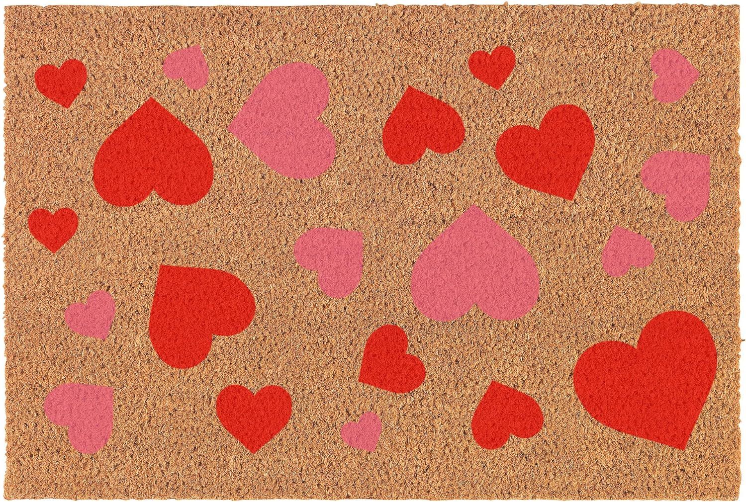 Amazon.com: Coir Doormat Front Door Mat New Home Closing Housewarming Gift Red & Pink Hearts Love... | Amazon (US)