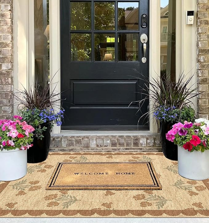 3x5 Floral Entry Rug - Small Washable Indoor Outdoor Mats for Front Door Non-Slip Jute-Look Porch... | Amazon (US)