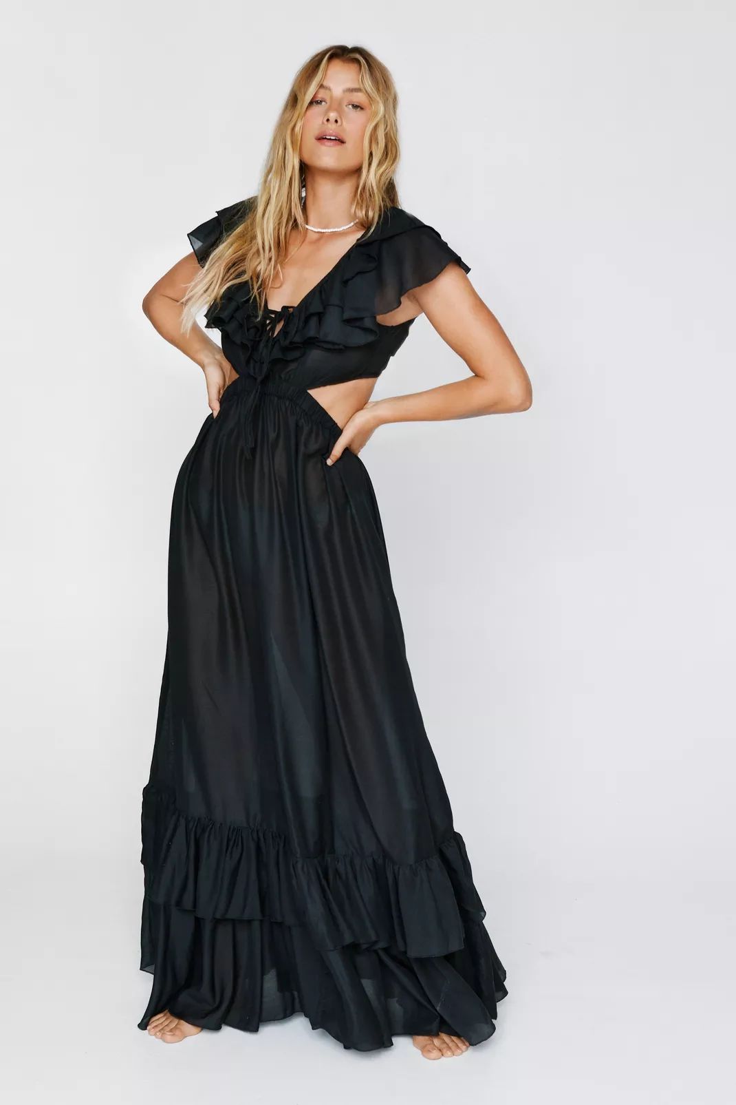 Cotton Voile Ruffle Cover Up Maxi Dress | NastyGal (UK, IE)