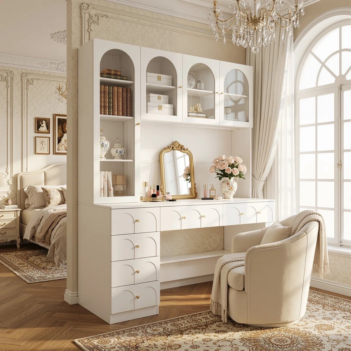 Channeling French-inspired elegance, this vanity desk combines massive storage with graceful design details for a luxurious, curated beauty experience. Under $600.

Keywords:

* French-inspired vanity desk
* European luxury vanity
* Parisian style vanity
* makeup vanity with storage
* luxury dressing table
* elegant vanity desk
* glam room vanity
* modern luxury vanity
* French interior design
* European luxury interiors
* boutique hotel aesthetic
* Parisian chic decor
* curated dressing room
* elegant bedroom furniture
* luxury beauty space
* refined interior styling

#LTKHome #LTKSaleAlert #LTKSeasonal