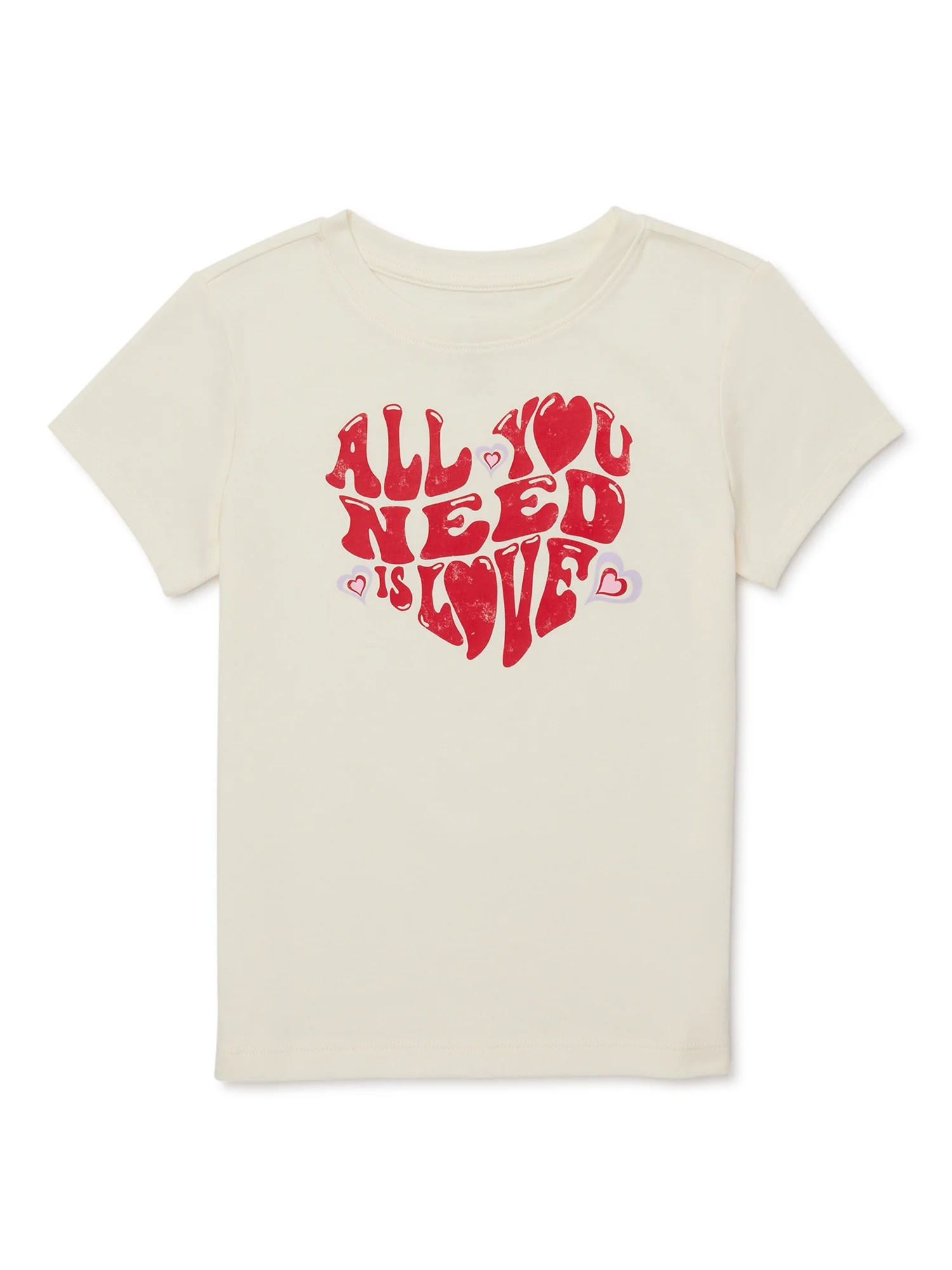 Wonder Nation Girl's Valentines Day Short Sleeve Graphic Tee, Sizes 4-18 - Walmart.com | Walmart (US)