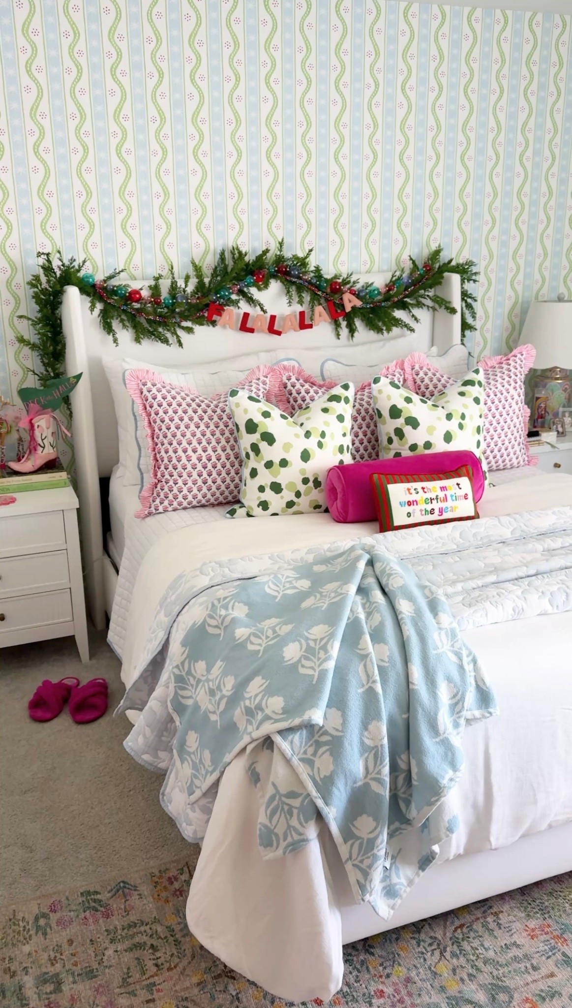 Christmas room decor, Christmas garland, faux garland, whimsical Christmas decor, colorful Christmas decor, Anthropologie Christmas, pink antlers Christmas, amazon bedding, Amazon home decor amazon Christmas decor

#LTKHome #LTKFindsUnder50 #LTKHoliday