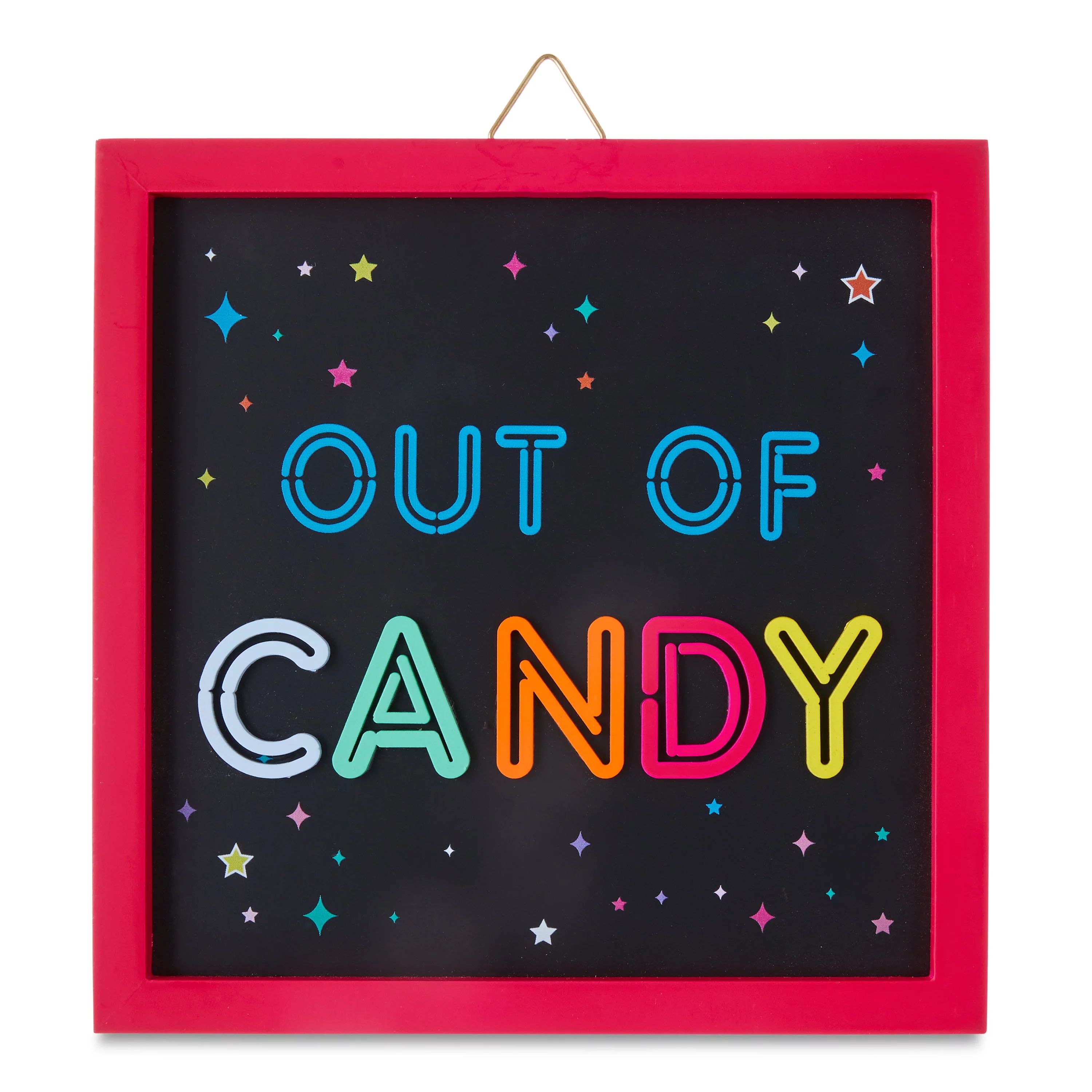 Halloween Multicolor Wood "Out of Candy" Wall Hanging Decoration, 8 in x 0.5 in x 8 in, by Way To... | Walmart (US)