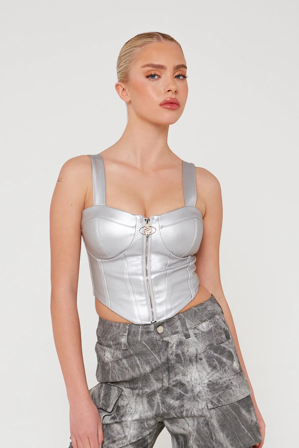 Silver Metallic Corset Top | Luxe to Kill