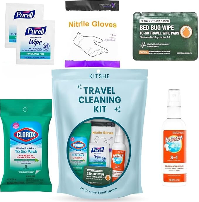 Travel Cleaning Supplies Kit - Travel Size Cleaning Supplies For Hotels, Bathrooms with Gloves, S... | Amazon (US)