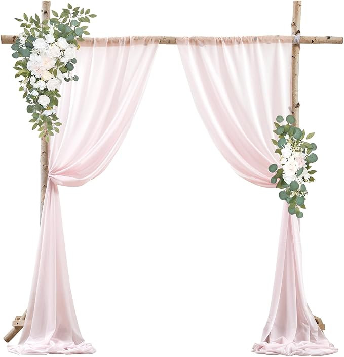 Wedding Arch Draping Fabric, 2 Panels 28" x 19Ft Blush Wedding Arch Drapes Sheer Backdrop Curtain... | Amazon (US)