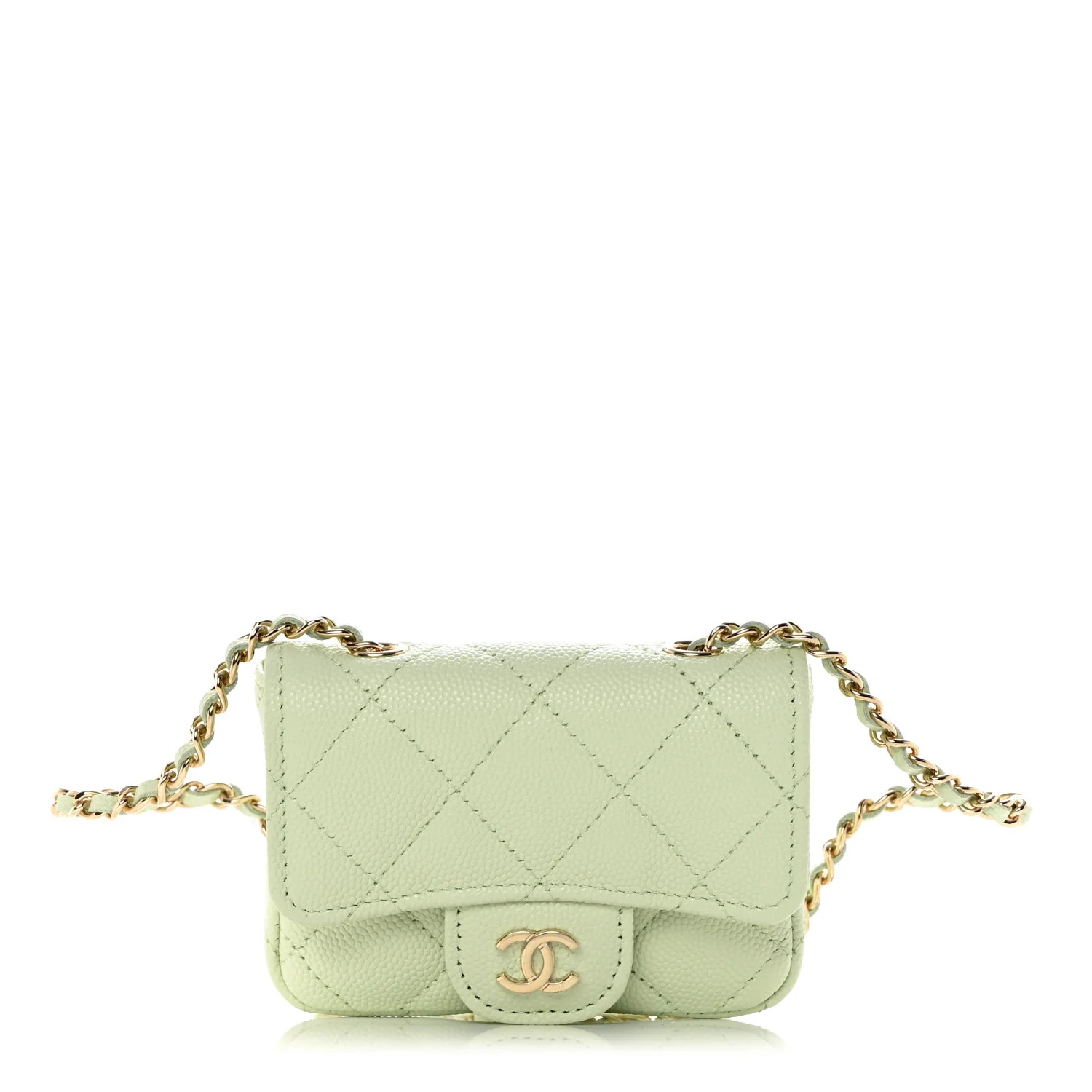Caviar Quilted Mini Chain Belt Bag Light Green | FASHIONPHILE (US)