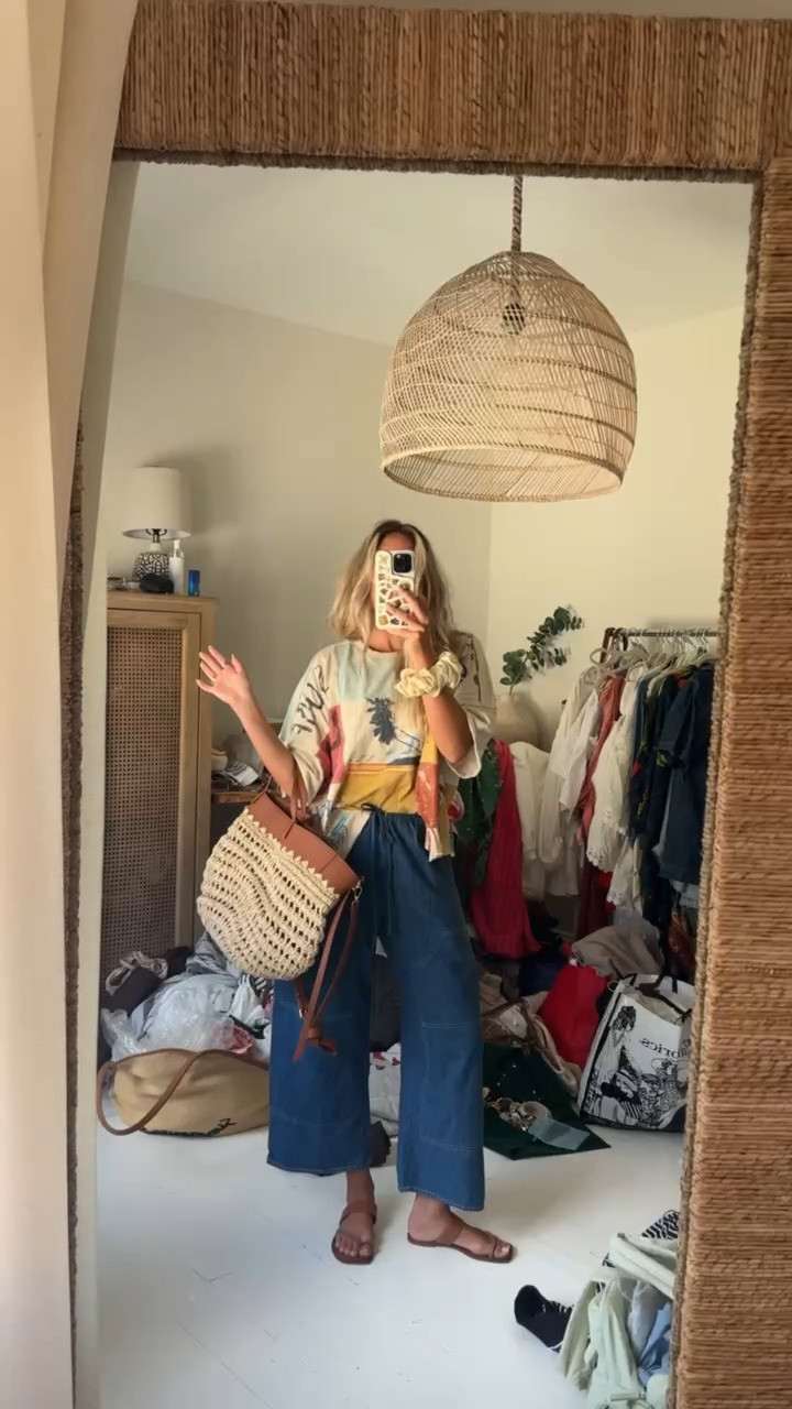Outfit of the day! Of course wearing my favorite summer bag. Paired with these J.Crew pants I've been LOVING and have in the striped pattern as well! Grab the other colors while they're still in stock 

 #LTKootd #LTKSeasonal