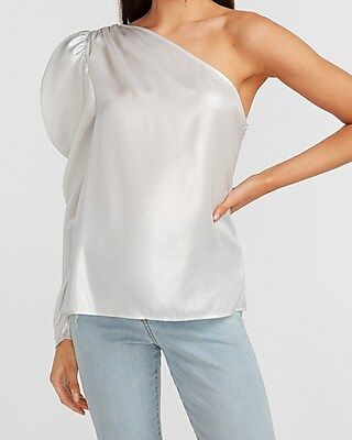 Metallic Foiled One Puff Shoulder Top | Express