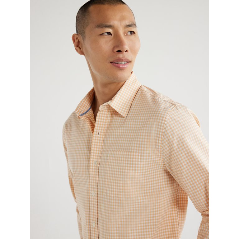 Free Assembly Men's Cotton Poplin Shirt with Long Sleeves, Sizes S-3XL - Walmart.com | Walmart (US)