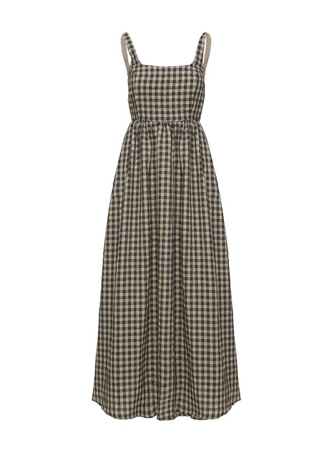 Cartmel Check Maxi Dress Black / Cream | Princess Polly US