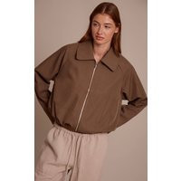 Mocha Utility Style Draw Cord Bomber Jacket | PrettyLittleThing UK