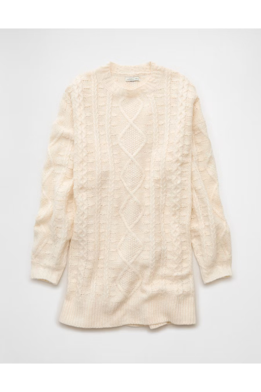 AE Oversized Cable Knit Sweater Dress Women's Cream XXL | American Eagle Outfitters (US & CA)