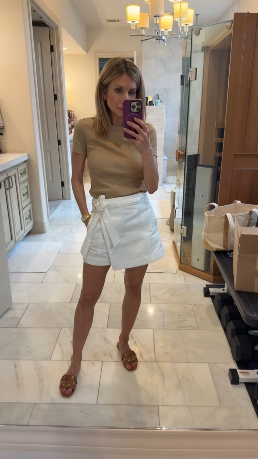 Top XS 
Skort 2
Sandals TTS 

#LTKStyleTip #LTKPetite #LTKOver40