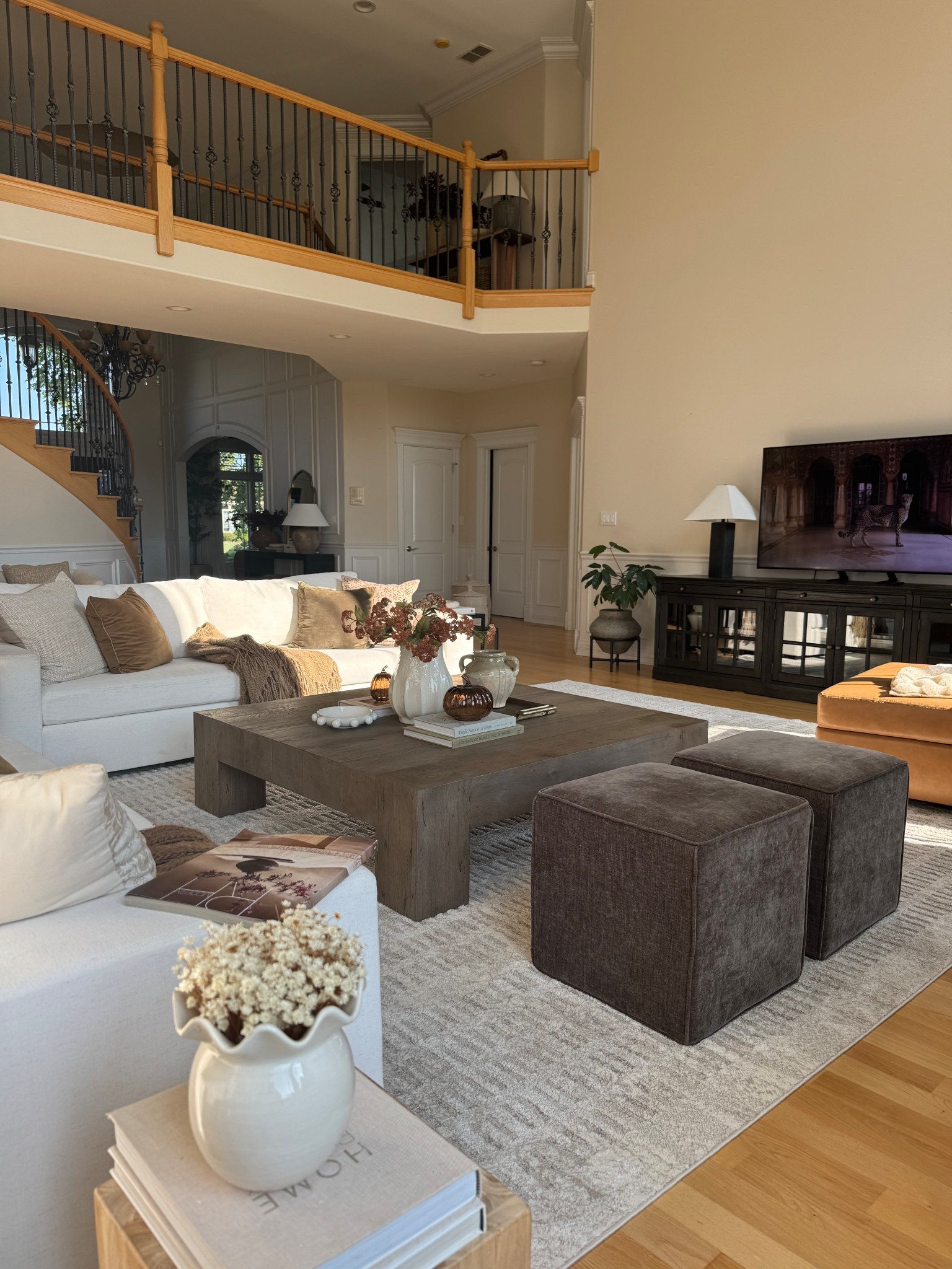 Fall great room views 🤎 when you find the perfect neutral rug that works with any style

#LTKSaleAlert #LTKHome #LTKSeasonal