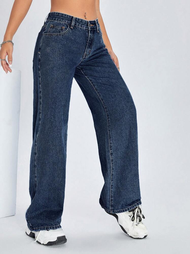 SHEIN ICON Women's Mid-Rise Loose Fit Denim Pants | SHEIN