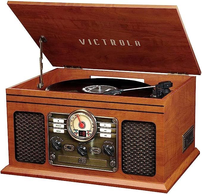 Victrola Nostalgic 6-in-1 Bluetooth Record Player & Multimedia Center with Built-in Speakers - 3-... | Amazon (US)