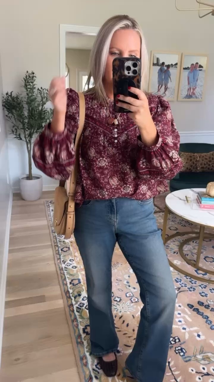 This burgundy floral blouse is such a pretty fall staple 🤎 The rich berry tones, flowy fit, and feminine details make it an easy piece to dress up or down. I love it paired with denim now, then styled with trousers or a cardigan as the season gets cooler.

burgundy floral blouse, fall blouse, floral top, fall outfit, denim outfit, casual fall style, feminine fall fashion, berry tones, everyday fall outfit, fall wardrobe, lovelylifestyling

#LTKootd #LTKOver40 #LTKSeasonal