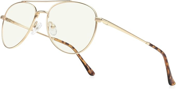 Aviator Reading Glasses for men and Women Blue Light Blocking Lens Spring Temple | Amazon (US)