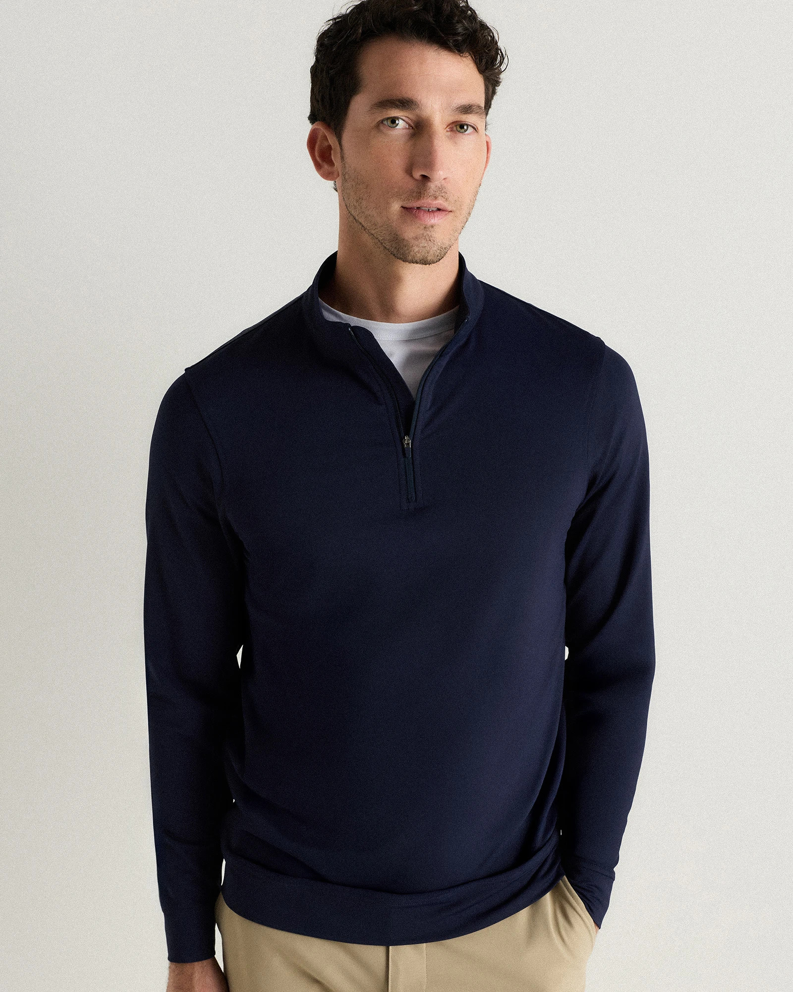 Quince | Men's Performance Golf Quarter-Zip in Black, Size Large, Recycled Polyester / Spandex | Quince