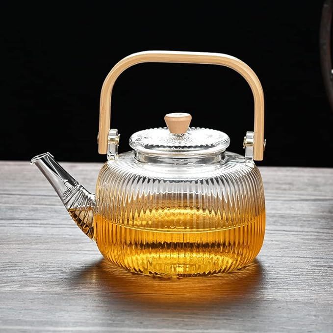 Cosy-YcY 1000ml Glass Teapot with Glass Infuser, Teapot with Filter Coil for Loose Tea, Safe On S... | Amazon (UK)