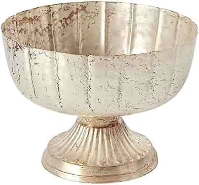 Distressed Champagne Metal Compote Bowl | Champagne Compote Vase l Lita Metal Vase l Indoor and O... | Amazon (US)