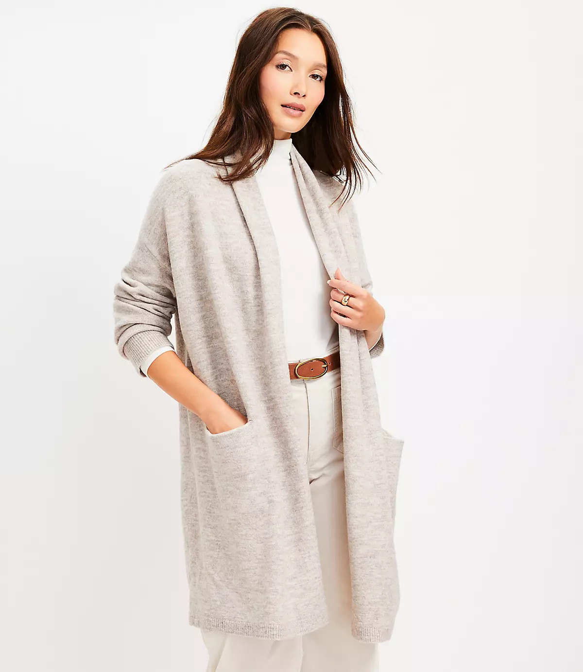 Shawl Open Pocket Coatigan | LOFT