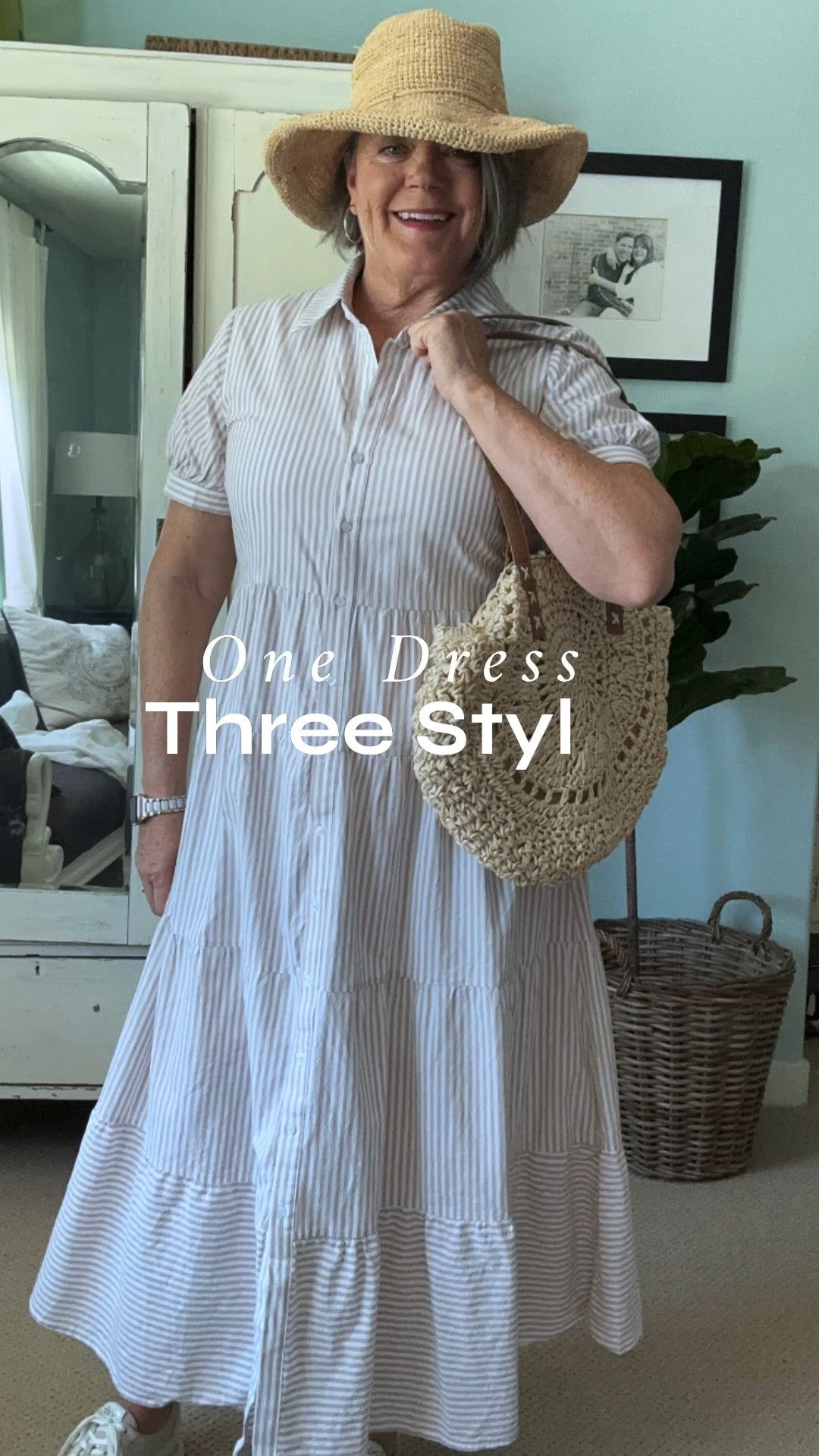 I love it when I find a dress that can be styled 3 different ways! 
Casual with sneakers, straw bag and straw hat. 
Monochromatic with a creamy white linen jacket, cute flat sandals, a straw bag tied with a scarf and sunnies
Add a fun pop of color by layering a linen purple jacket, colorful beaded necklace and wedge sandals! #womenover50style #summerdresswomenover50

#LTKMidsize #LTKgrwm