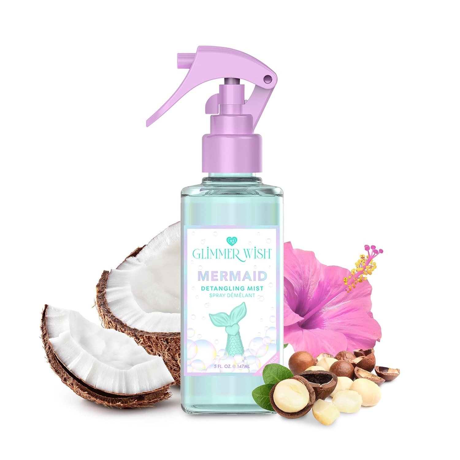 Glimmer Wish Mermaid Hair Detangler Spray – Leave-In Conditioner for Kids & Women, Tangle-Free Hair Care, Detangling Spray, 5 fl oz | Amazon (US)