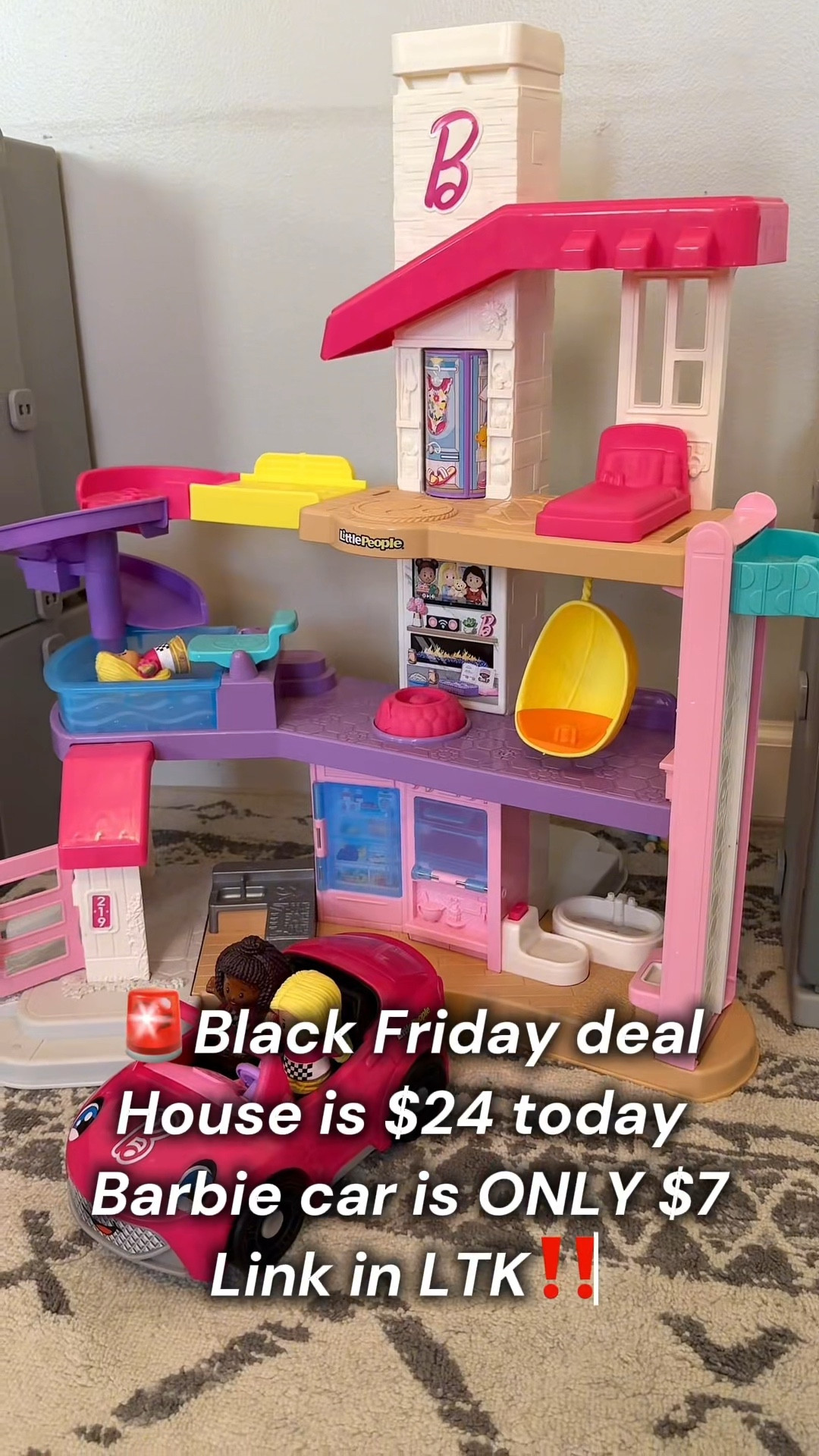 Linked in my LTK! The Little People Barbie Dreamhouse is only 24.99 today and the Little People Barbie car is only 7 dollars. These deals are for Black Friday so run and get this. I have never seen it this cheap. My toddler plays with this every day and it is a toy that grows with them. This is the perfect Christmas gift for little girls. 🎀🏠✨

 #barbie #littlepeopletoys #toddlermom #christmasgift #giftidea 

#LTKHoliday #LTKGiftGuide #LTKCyberWeek