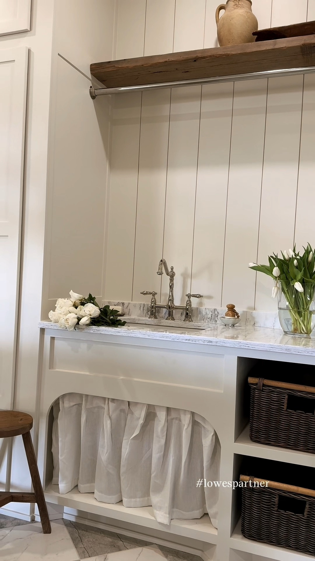 Laundry room at the flip house is complete!! Linking everything that I can here! Checkered tile. Laundry room island. Vintage decor. Neutral home  

#LTKHome