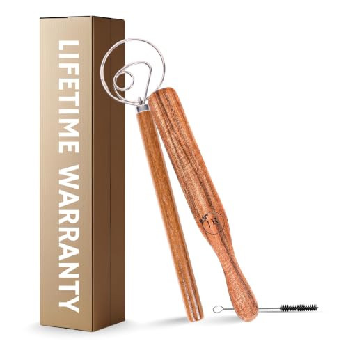 Dutch Dough Whisk & Teak Spurtle Set; Premium Stainless Steel Sourdough Whisk, Wooden Starter Jar Spatula; Sourdough Bread Baking Supplies for Home Bakers; BPA-Free, Bread Making Tools | Amazon (US)